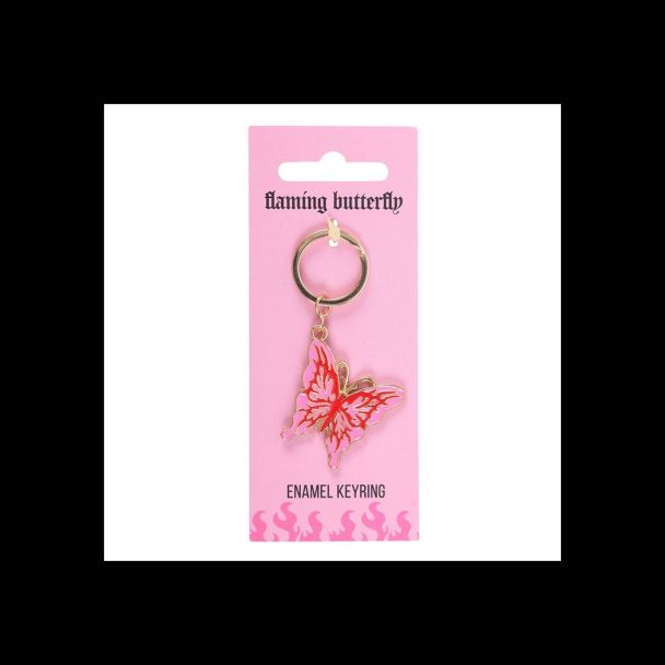 Flaming Butterfly Keyring