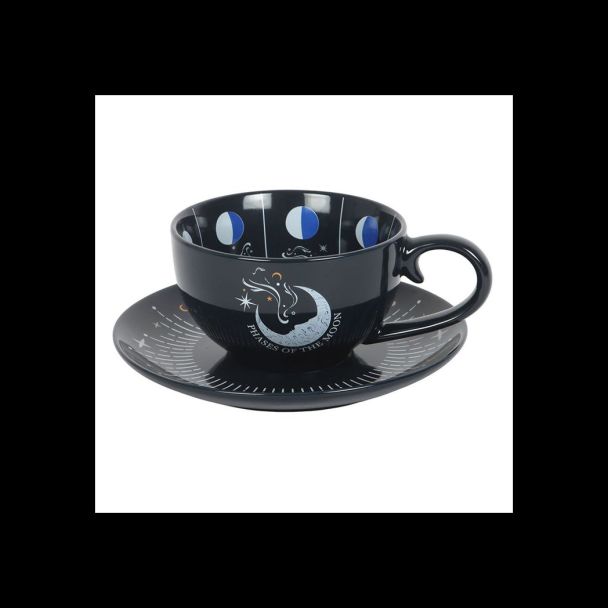 Blue Moon Phase Teacup and Saucer