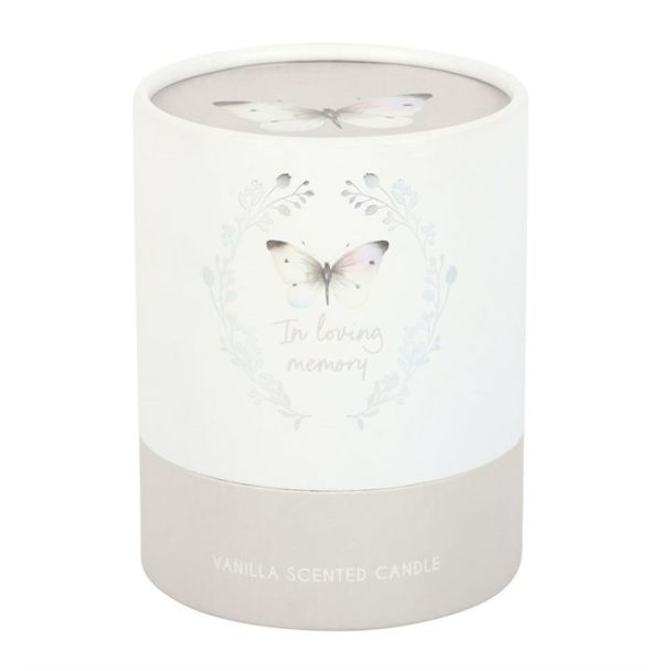 In Loving Memory White Butterfly Vanilla Candle
