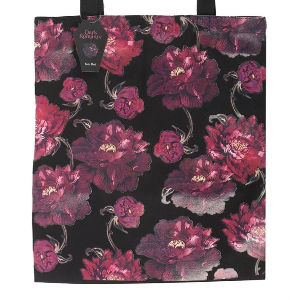 Dark Romance Floral Print Tote Bag