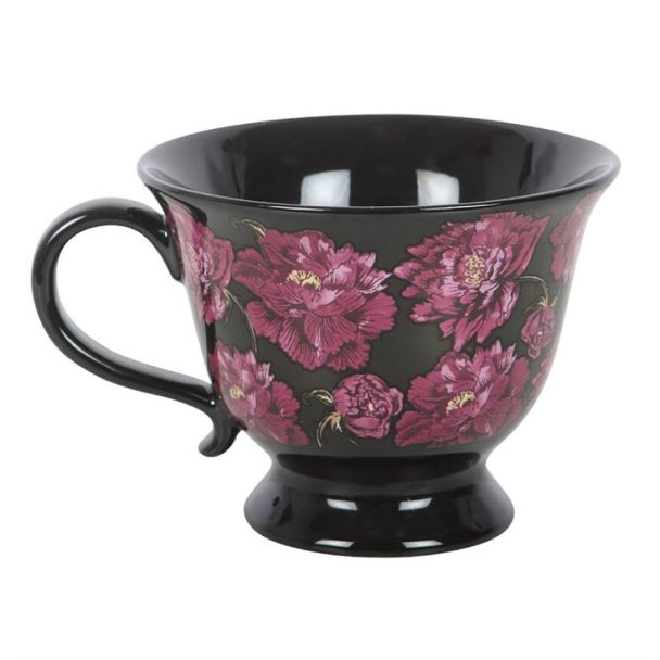 Dark Romance Floral Print Teacup