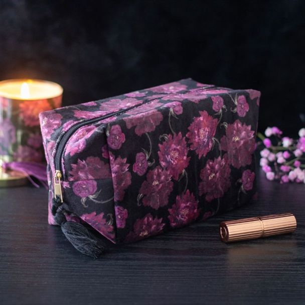 Dark Romance Floral Print Makeup Bag