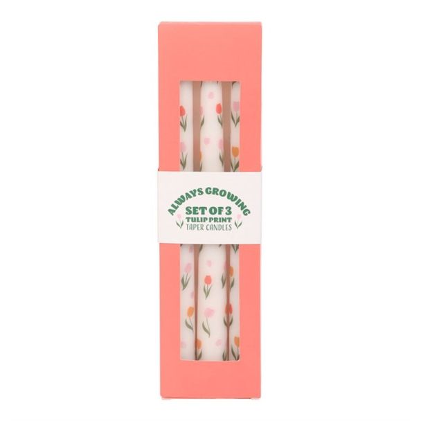 Set of 3 Tulip Print Taper Candles