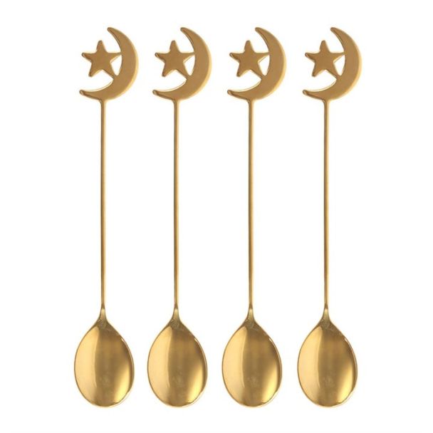Set of 4 Star and Moon Teaspoons