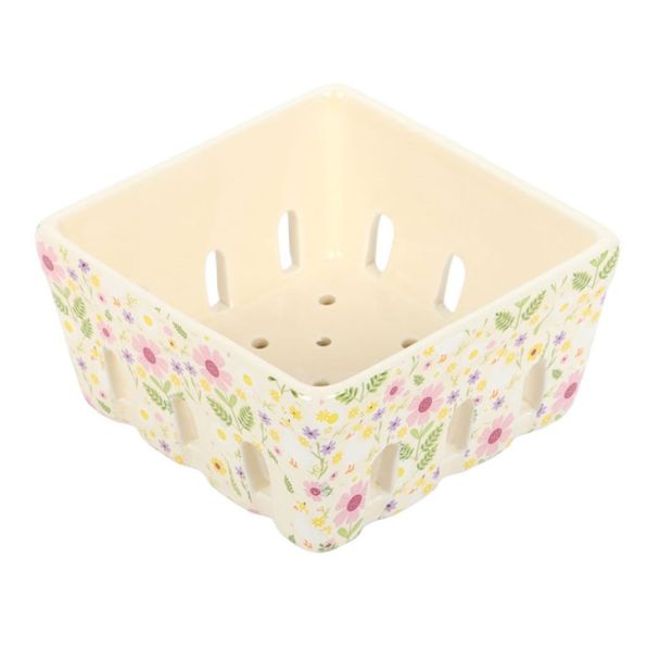 Daisy & Duck Print Ceramic Berry Basket