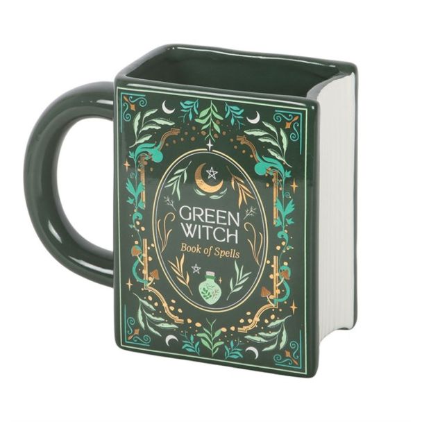 Green Witch Book Shaped Mug