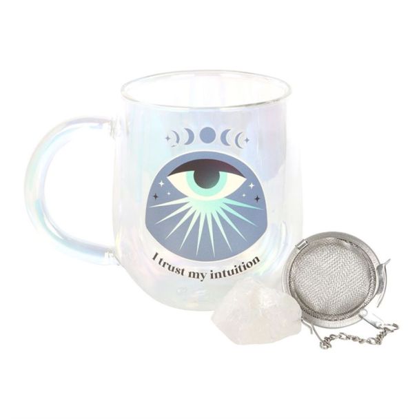 Intuition Double Walled Glass Mug with Aura Crystal Tea Infuser