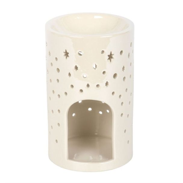 Iridescent White Moon Pillar Oil Burner and Wax Warmer