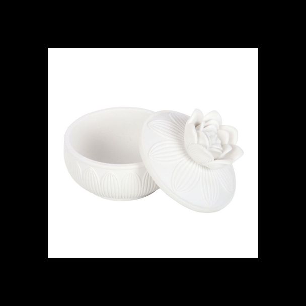 White Lotus Flower Trinket Box