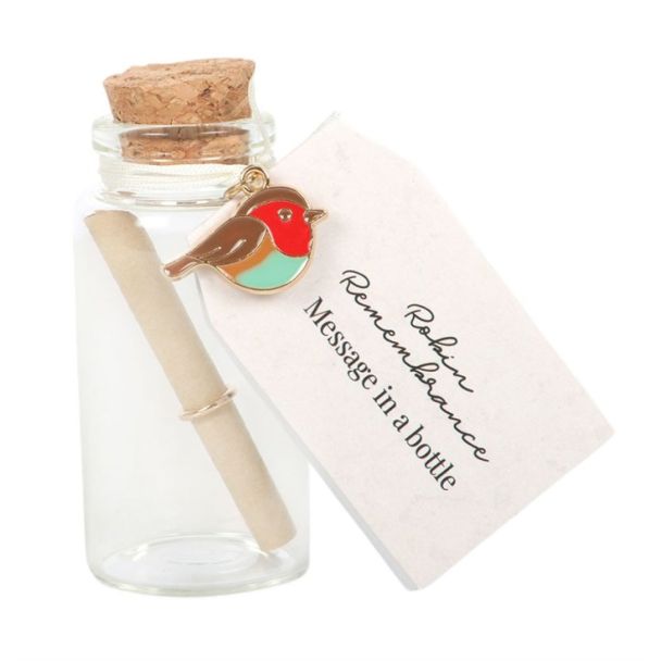 Set of 24 Robin Remembrance Message Bottles in Display
