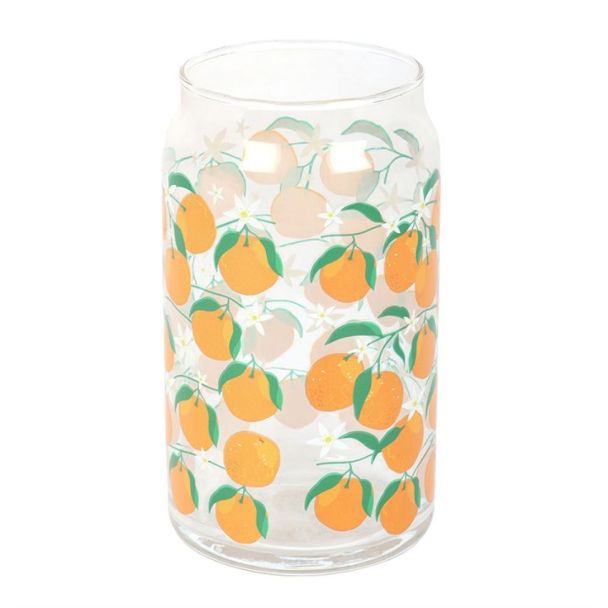 Orange Print Can Glass