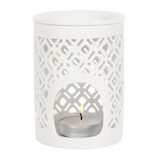 White Matte Lattice Cut Oil Burner 