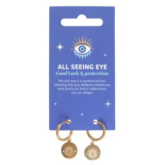 Gold Toned All Seeing Eye Earrings 
