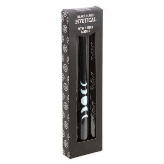 Set of 3 Black Magic Mystical Taper Candles 