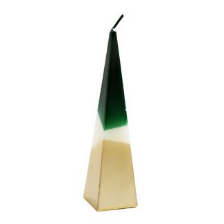 20cm Green and Gold Pyramid Candle