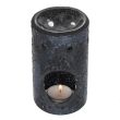 Black Crackle Glass Pillar Oil Burner and Wax Warmer