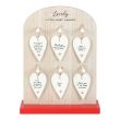 Set of 24 Heart Ceramic Mini Signs on Display 