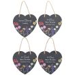 Set of 24 Wildflower Slate Hearts on Display