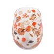 Autumn Leaves and Pumpkins Stemless Glass