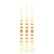 Set of 3 Off White Moon Phases Taper Dinner Candles