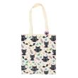 Cute and Creepy Cat Print Polycotton Tote Bag with Enamel Pin