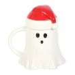 Ghost Shaped Mug with Santa Hat Lid
