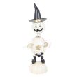 White Metal Pumpkin Man Ornament with Witch Hat