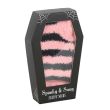 Pink and Black Striped Socks in Coffin Gift Box