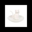 Sitting White Cat Face Trinket Dish