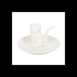 Sitting White Cat Face Trinket Dish