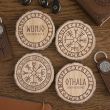 Set of 4 Norse Mythology Wood Slice Coasters