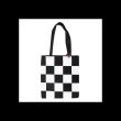 Checkerboard Print Polycotton Tote Bag with Enamel Heart Pin Badge