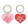 Pair of Soul Sisters Love Heart Keyrings