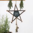 Green Witch Hanging Willow Pentagram with Bells