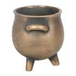 Herbal Magic Bronze Effect Terracotta Cauldron Plant Pot