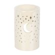 Iridescent White Moon Pillar Oil Burner and Wax Warmer